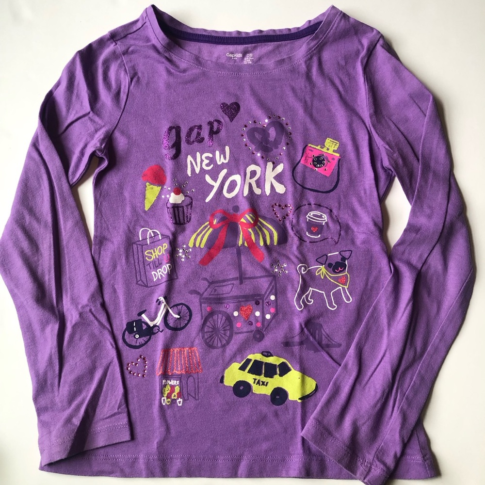 GAP Purple Long Sleeve Tee with New York Graphic Design